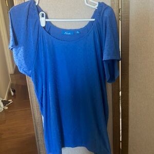 FINAL MARKDOWN Fresh Blue Short Sleeve Swiss dot Relaxed T-Shirt extra large